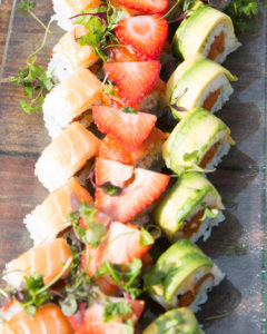 Image of Fresh Sushi with Avocado and Strawberries by Yooshi Sushi