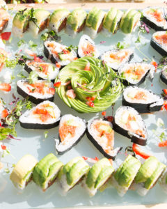 Display of Pretty Sushi Platter by Yooshi Sushi, California's Best Sushi Caterer